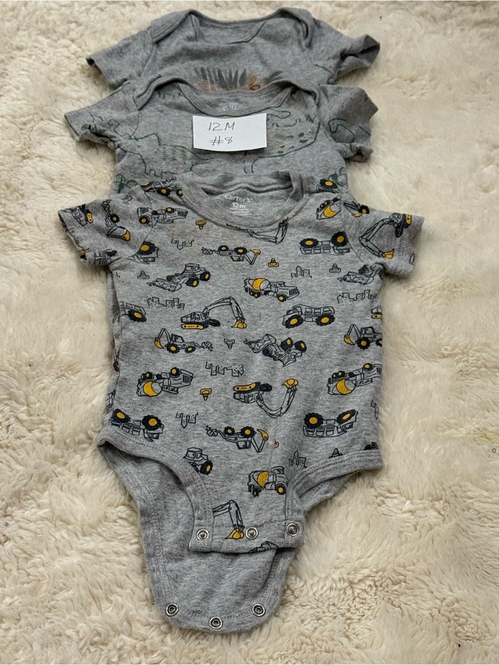 Carter's Gray One-Piece with Yellow & Black Construction Print